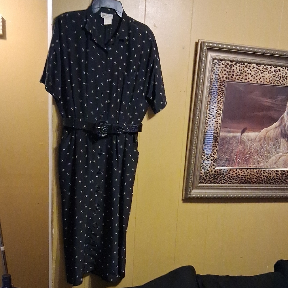 Stefanie Black Patterned Midi Dress